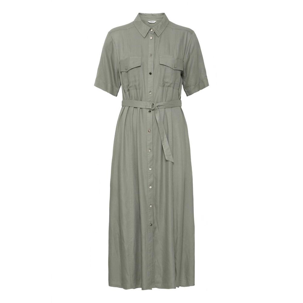 NEW B.YOUNG women's short sleeve maxi shirt dress in light olive